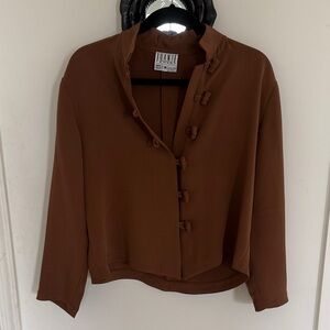 Joanie char 100% silk Brown Button-Up shirt